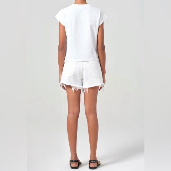 NWT AGOLDE PARKER VINTAGE CUT OFF SHORT in white - Picture 5 of 14